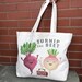 Canvas Grocery Tote Bag - Turnip the Beet Reusable Shopping Bag - Cotton Tote Bag -Farmers Market Tote - Natural Cotton Canvas 