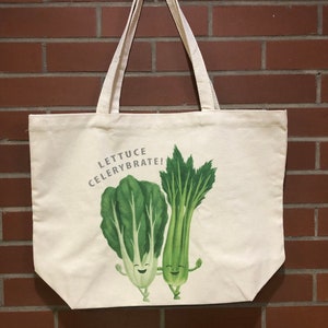 Lettuce Celerybrate Tote Grocery Bag Graduation Gift Funny Gift Bag Tote Bag Cotton Canvas Bag Yoga Teacher Gift Lettuce Celerybrate