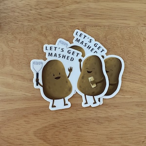 2 STICKERS Let’s Get Mashed - Cute stickers - Set of 2 Stickers - Large stickers - Funny sticker - Gift idea