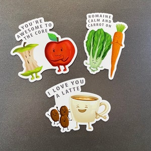 Set of 3 Refrigerator Magnets - Veggie Pun - Kitchen Decor - Funny Magnet - Cute Magnets - Decorative Magnet -Veggie Magnet - Fridge Decor