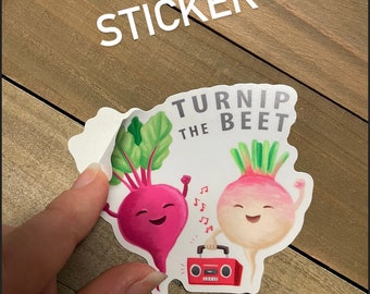 Turnip the Beet STICKER Set of 2 - Cute stickers - Large sticker - Funny sticker - Vegan gift idea - Music Teacher Gift