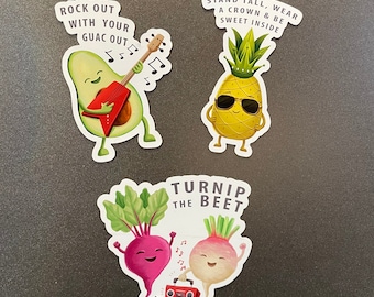 Set of 3 -Refrigerator Magnets - Dietician Gift -Pineapple Decor -Kitchen Decor - Funny Magnet -Cute Magnets -Veggie Magnet - Fridge Decor