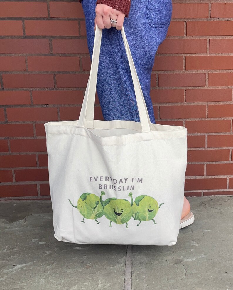 Everyday Im Brusslin Bag Funny Grocery Bag Teacher Gift Idea Canvas Tote Bag Farmers Market Bag Funny Reusable Tote Bag image 3