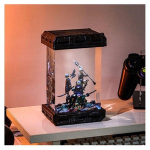 Lámpara de resina para diorama N.ier Aut.om.ata, terrario, luz de noche personalizada, regalos para gamers, lámpara de diorama, regalos para gamers para él