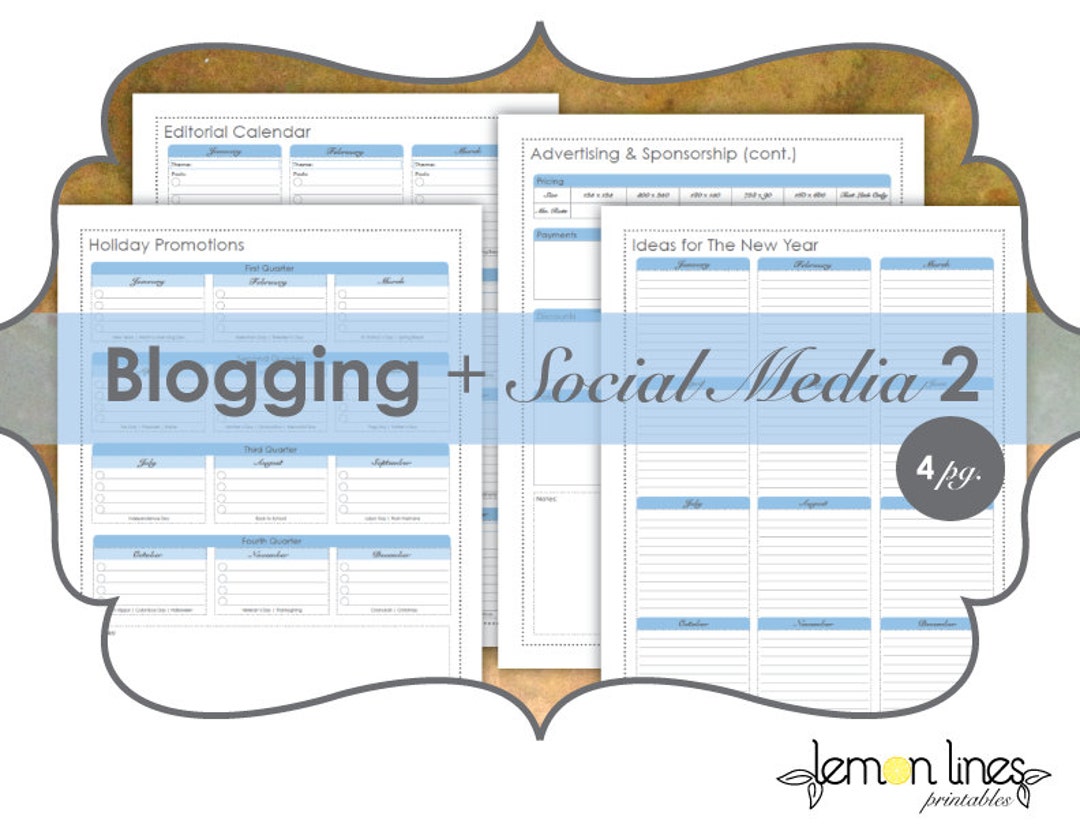 Blogging &amp; Social Media Printable Pack Part 2 - INSTANT DOWNLOAD - Etsy