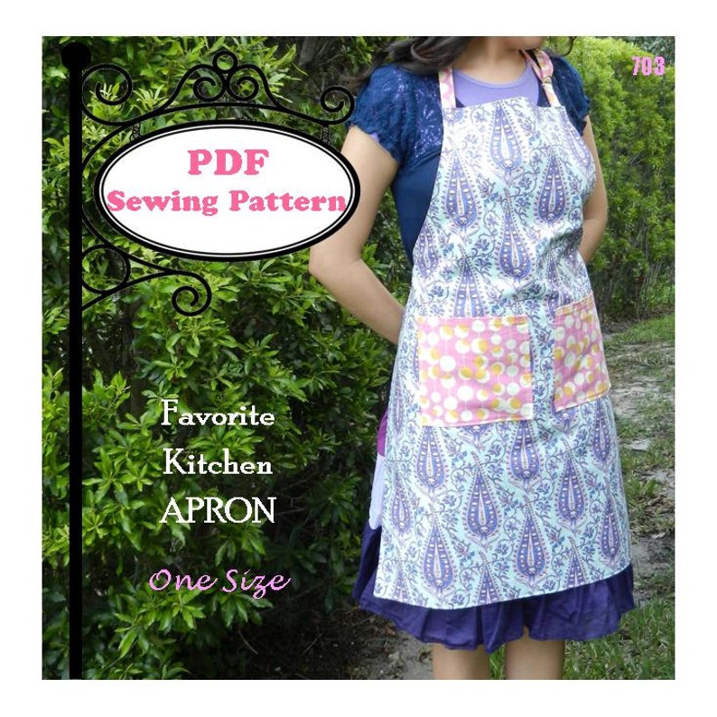 Favorite Kitchen Apron PDF Sewing Pattern One Size Etsy