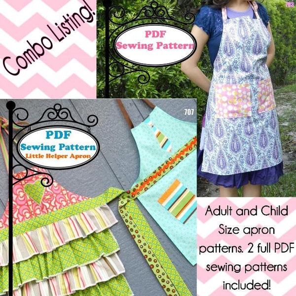 Adult and Child Aprons PDF Sewing Pattern -- Instant Download!