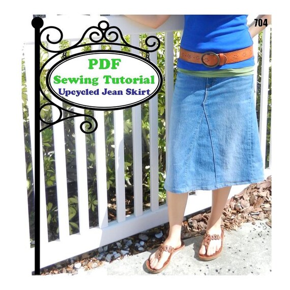 Upcycled Jean Skirt PDF Sewing Tutorial Etsy