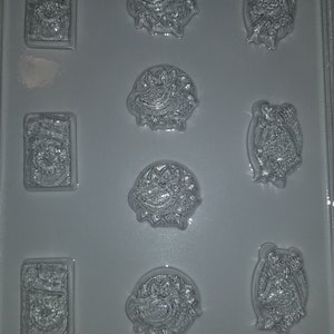 C8 Christmas  Chocolate Miniature  Mold Reindeer Bird Snowman