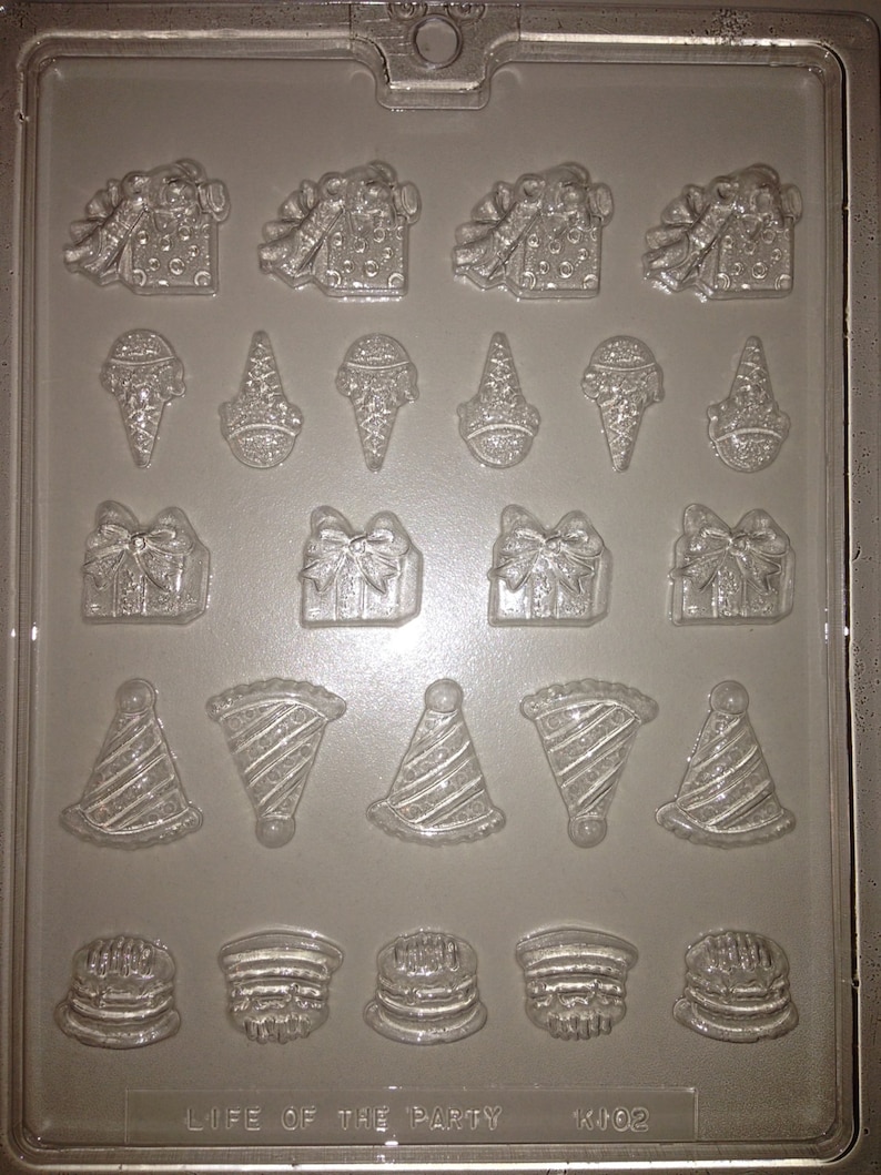 K102 Chocolate Birthday Mold Party Hats, Presents, Cake & Ice Cream image 1