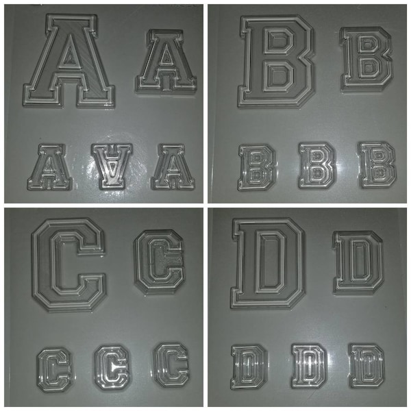 Collegiate Letter Chocolate Mold A B C D E F G H I J K L M N O P Q R S T U V W Y Z