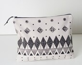 Large Screen Printed Zipper Pouch, Large Toiletry bag, Cosmetic bag.