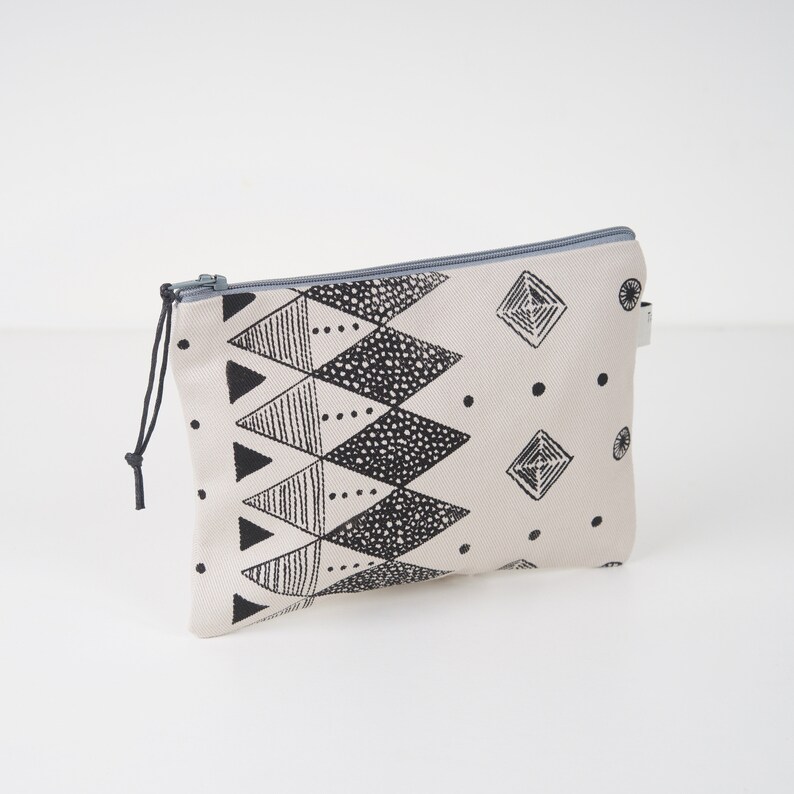 Zipper Pouch Screen printed Geometric design Zipper bag Etsy