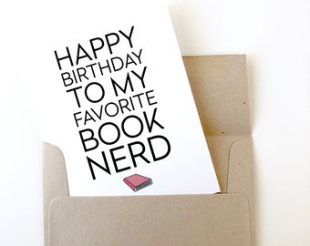 Happy Birthday Card. book nerd birthday card. bookish birthday card. reading birthday card.