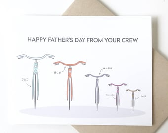 Bike Fathers Day Card. Biking Dad. Customized fathers day card. Bicycle card for dad. Happy Fathers Day.