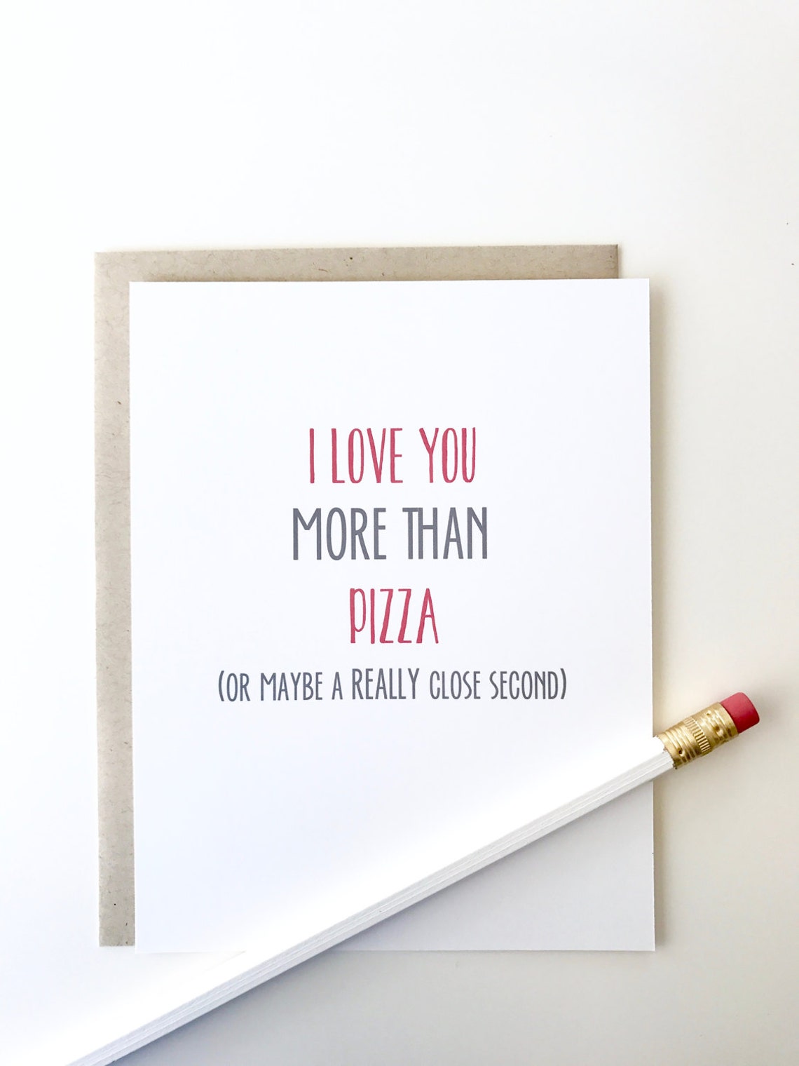 I love you more than pizza. Funny Valentine's Day card. Etsy