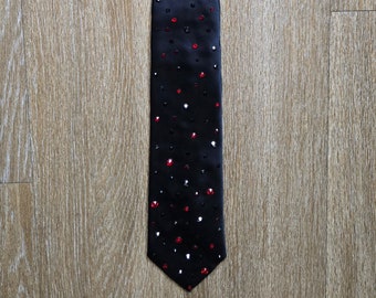 Black and Red Rhinestone Necktie