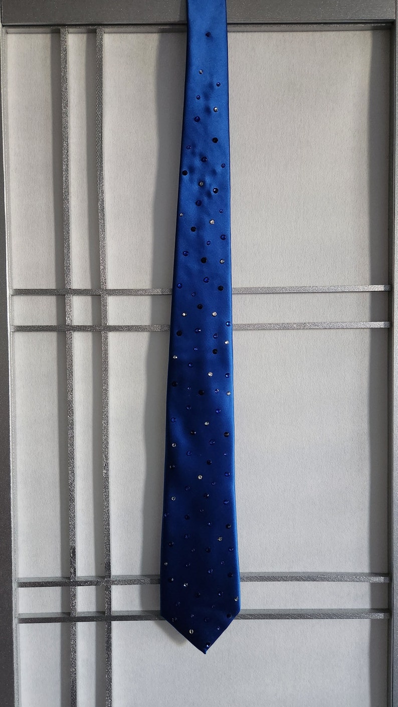 Swarovski Rhinestone Necktie Blue