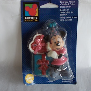 Vintage 1998  Birthday Minnie Mouse Candle And Cake Decoration  New In Package