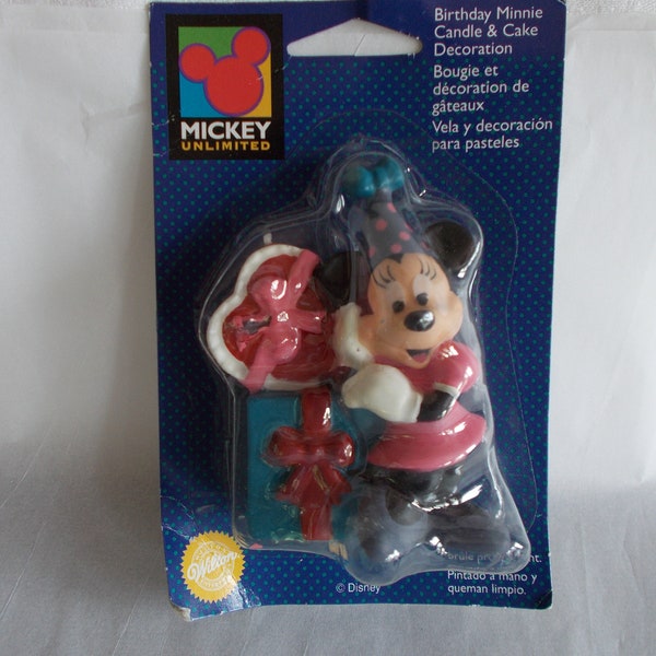 Vintage 1998  Birthday Minnie Mouse Candle And Cake Decoration  New In Package
