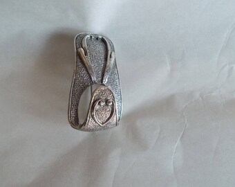 Vintage Coventry Split Trick Silver Tone Hook Brooch  //13