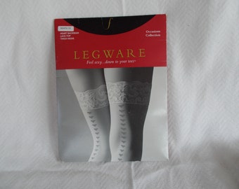 Vintage NOS  White And  Red Hearts Lace Top Leg Ware Thigh Highs 1 X