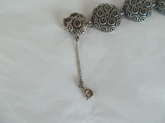 Vintage Silver Tone Ornate HOBE Bracelet - image 4