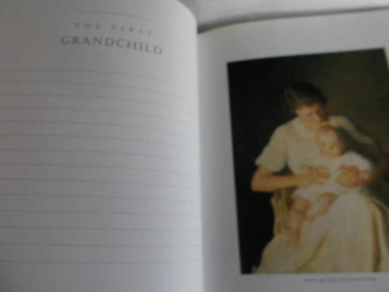 May include: A woman in a white dress holds a baby in her arms. The baby is also wearing a white dress. The image is a painting.