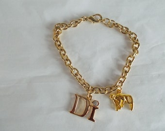 Vintage DI Gold Tone Charm Bracelet