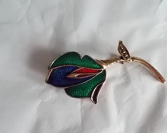 Vintage Cloisonne Flower  Pendant Brooch