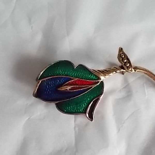 Vintage Cloisonne Flower  Pendant Brooch