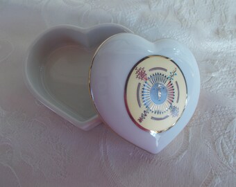 Vintage Ceramic Heart Tribal Small Trinket Holder