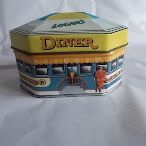 Vintage 1983 Ian Logan&#39;s Filling Station Small Tin Can Made In England  2 x 3 1/2