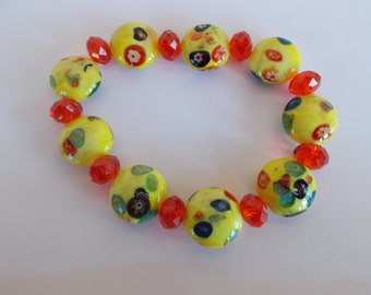 Vintage Yellow And Orange Craft Glass Beads