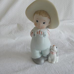 Vintage Little Boy With His Puppy Dog Holding Present Behind His Back Homco # 1436