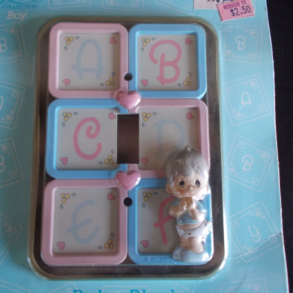 Vintage 1991 Precious Moments Boy Baby Block Switchplate Cover New In Package