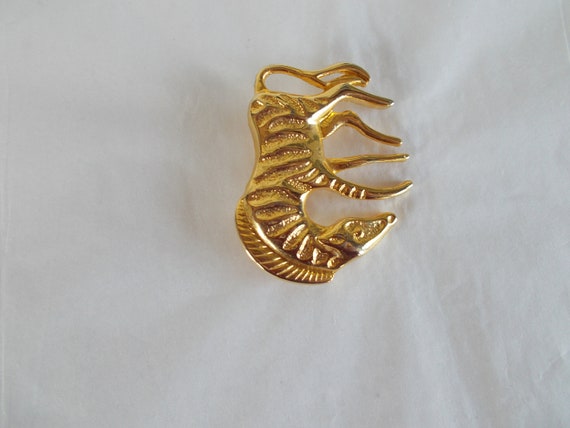 Vintage Gold Tone Zebra Brooch - image 2