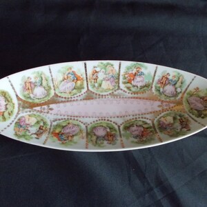 Vintage Victorian Couple Long Trinket Dish