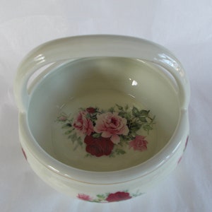 Vintage Small Formalities By Baum Bros. Handle Bowl With Roses