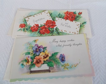 Vintage 2   Unused  Best Wishes Flower   Greeting Cards