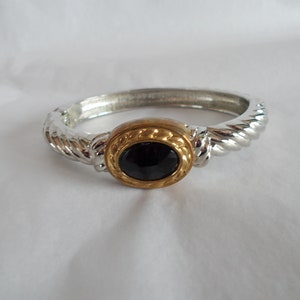 Vintage Silver Tone  And Gold Tone  Hinged Bracelet
