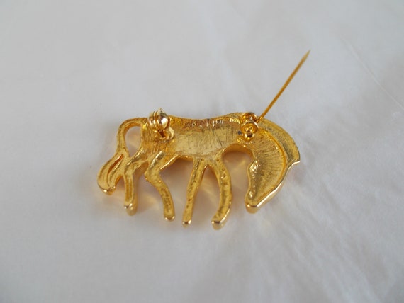 Vintage Gold Tone Zebra Brooch - image 3