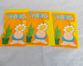 Vintage Unused  3 Ziggy Thank You Cards With Envelopes