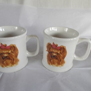 Vintage 2 Heavy  Large Yorkshire Terrier Mugs // Lot
