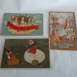 Antique 3 Used Easter Postcards Lot
