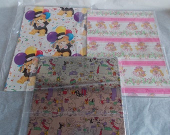 Vintage 3 One Sheet Birthday Gift Wrap New In Package
