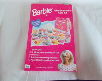 Vintage 1997 Barbie Valentine Sticker Card Kit