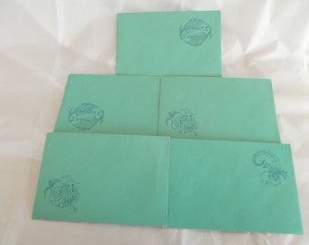 Vintage 5 Green  Zodiac Envelopes 6 x 4