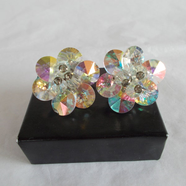 Vintage Vendome Iridescent Clip Earrings