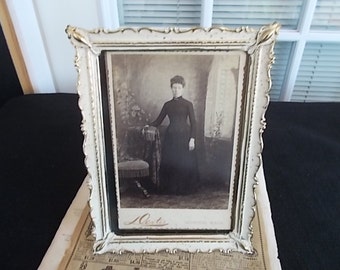 Vintage Metal Frame With Antique Postcard Inside